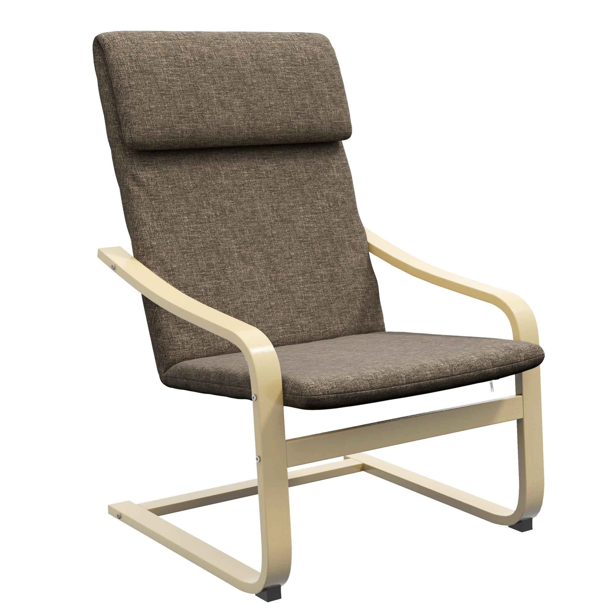 RELAXSESSEL Leinenoptik mit Kopfkissen, Holzgestell C-Form 65/69/98 cm Braun - Braun, Textil (65/98/69cm) - Redom