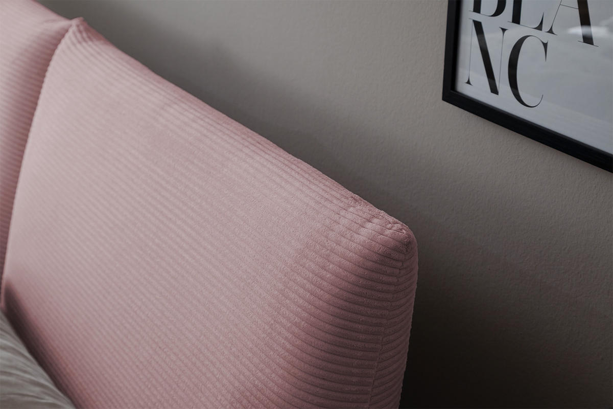 POLSTERBETT HENRY Pink Cord - Pink/Schwarz, Textil (200/200cm) - KAWOLA