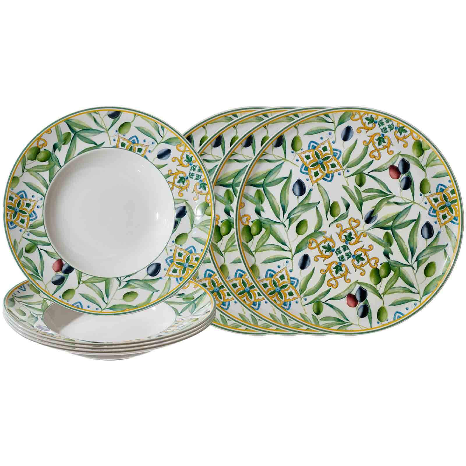 PIZZA & PASTA SET Roma Oliva grün 8er Set - Grün, Keramik (1/1/1cm) - Ritzenhoff Breker