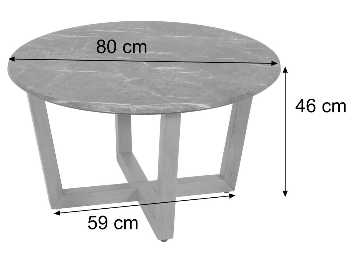 COUCHTISCH rund Beton Dekor - Grau, Holz (80/80/46cm) - MCW