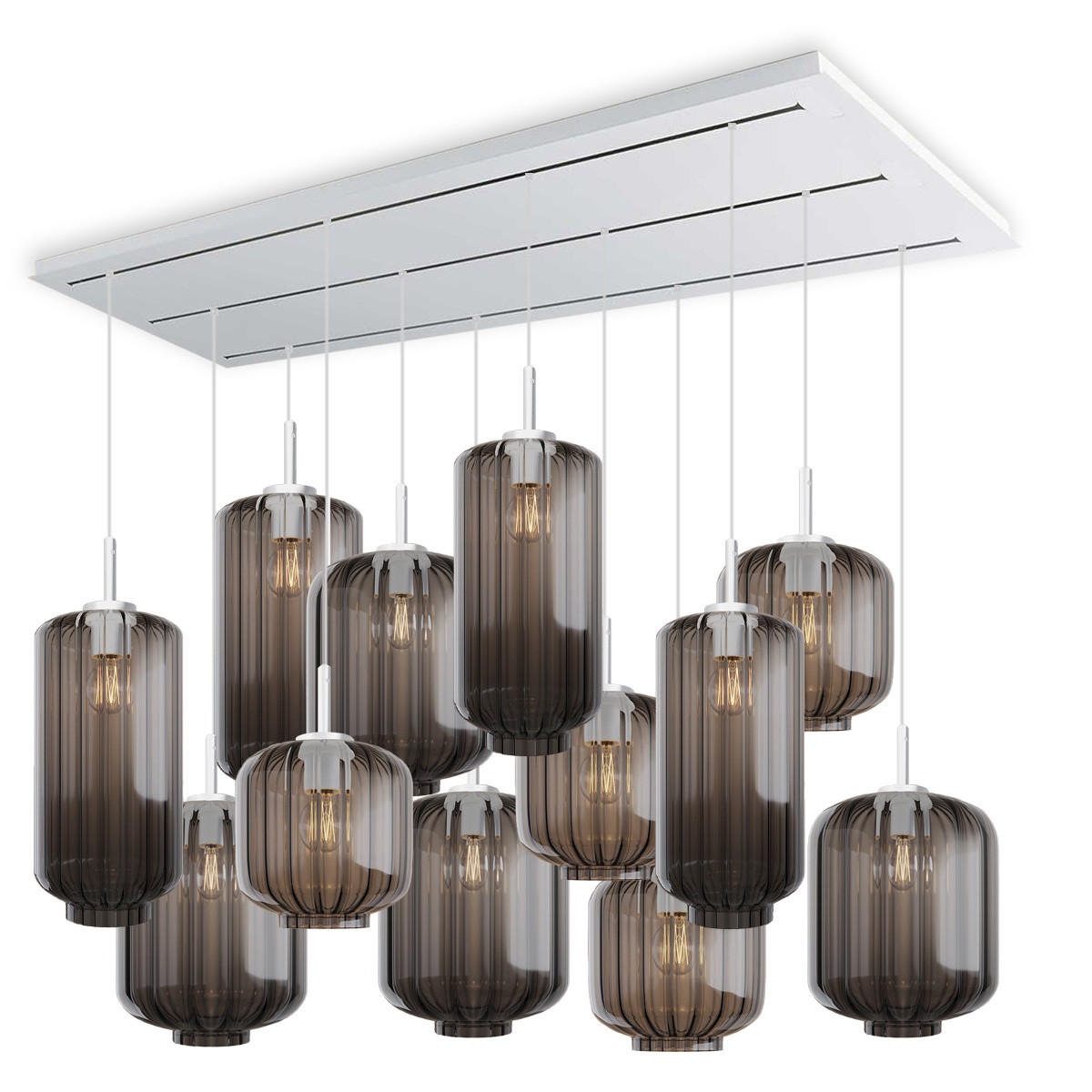 HÄNGELEUCHTE Velo 12-flammig Rauch Ø 18/20/25cm - Anthrazit/Weiß, Glas (25/25/27cm) - s.luce