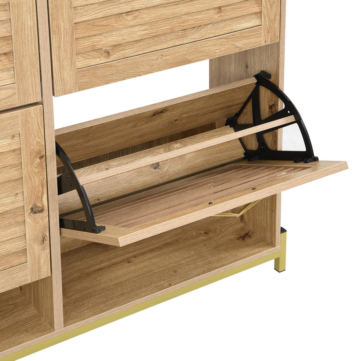 SCHUHSCHRANK aus MDF 108,5x24x100cm in Naturfarben mit 4 Türen - Naturfarben, Holzwerkstoff (108.5/100/24cm) - Modfu