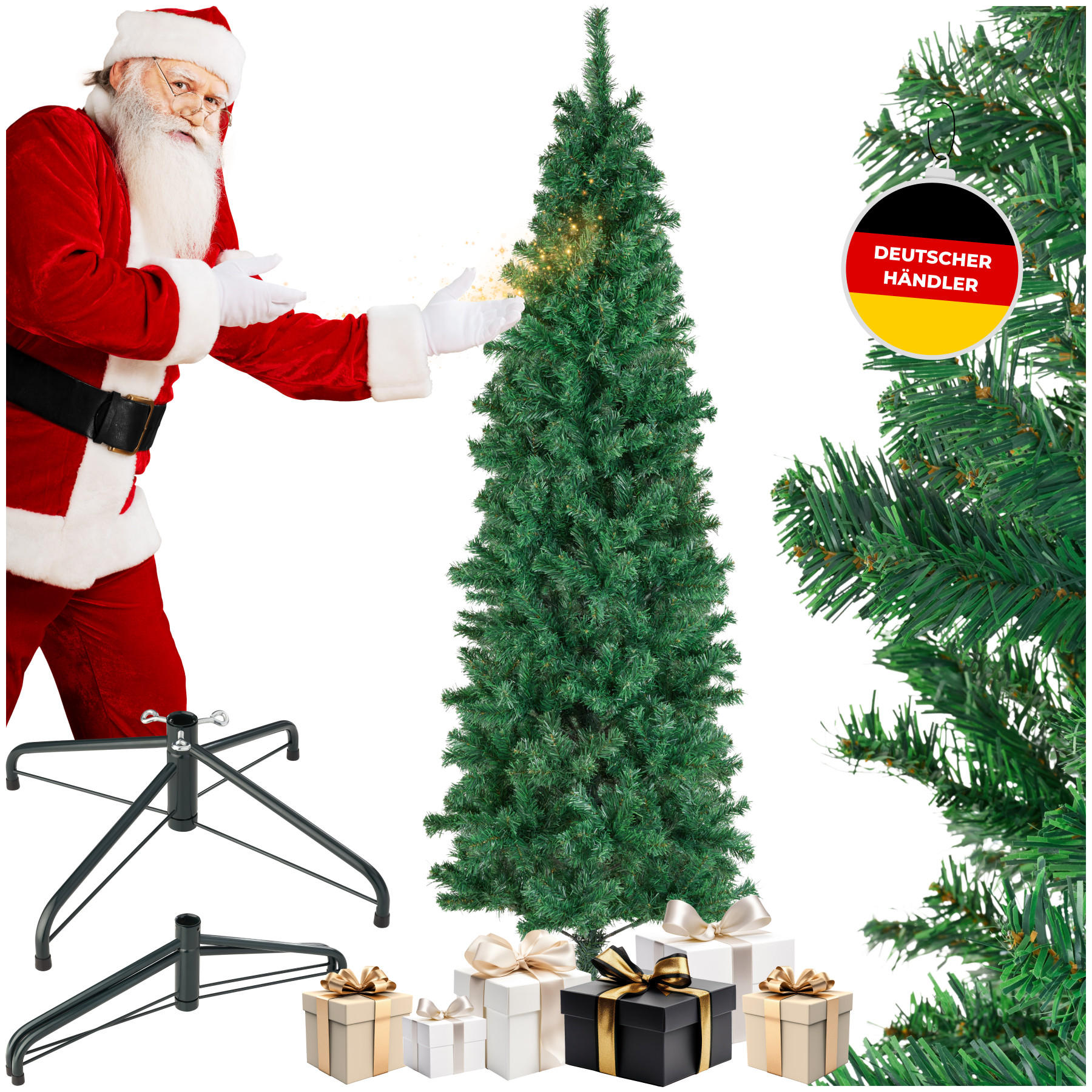 WEIHNACHTSBAUM Comet,pulverbeschichteter Metallständer mit Kunststoffkappen,grün - Grün, Kunststoff (200cm) - tectake