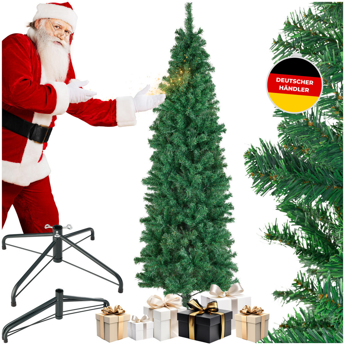 WEIHNACHTSBAUM Comet,pulverbeschichteter Metallständer mit Kunststoffkappen,grün - Grün, Kunststoff (200cm) - tectake