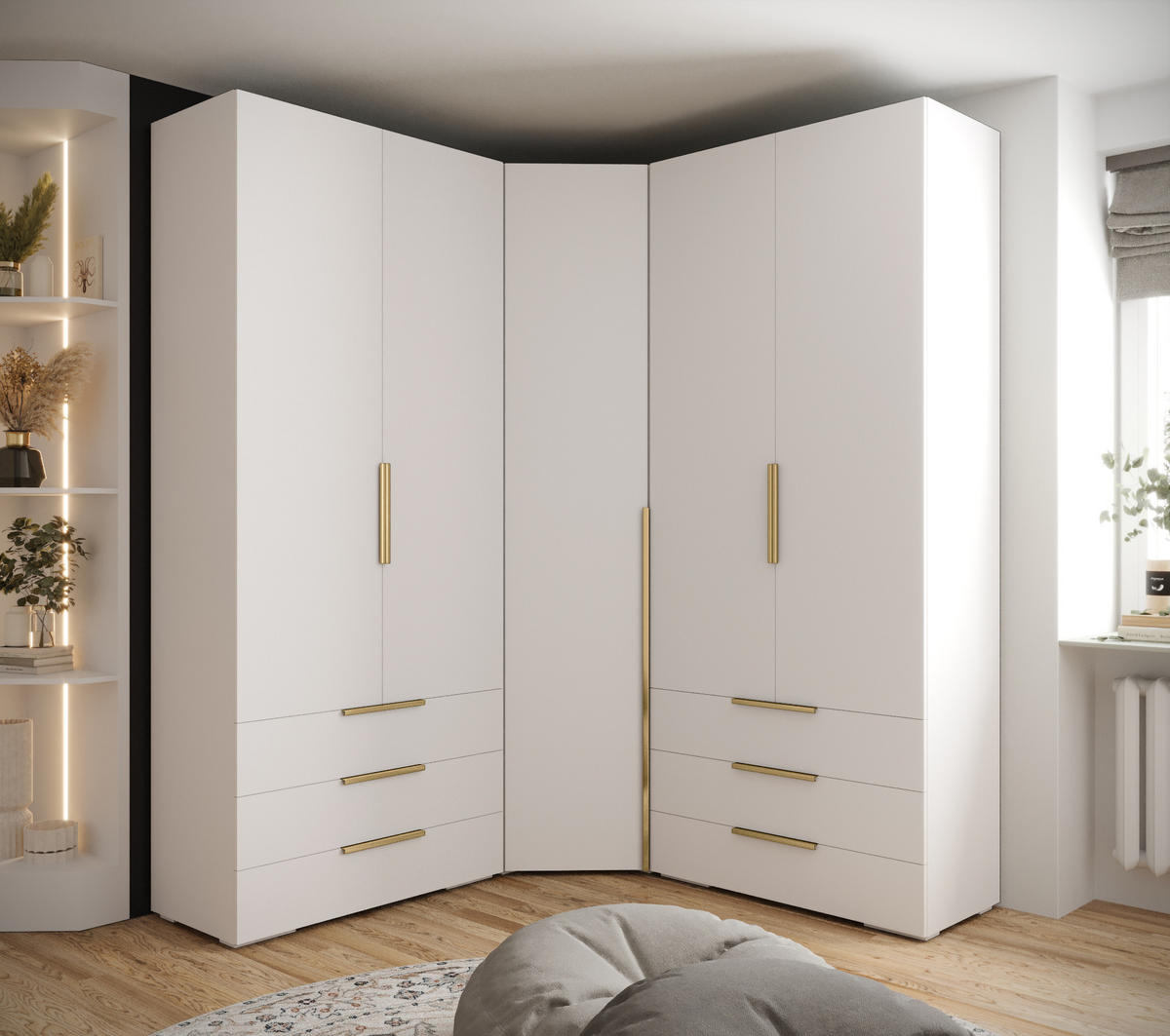 GARDEROBEN-SET 236,7/181,7/47 - Goldfarben/Schwarz, Holz/Kunststoff (181.7/236.7/47cm) - Abiks Möbel