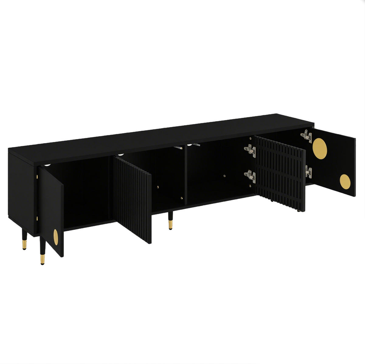 TV-LOWBOARD 170/36/54 cm mit 4 Türen und Kabeldurchlass - Schwarz, Holzwerkstoff (170/54/36cm) - BEAOK