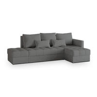 ECKSOFA LUMARI R-S Grau Plüsch-Stoff mit Schlaffunktion - Grau, Holz (262/143cm) - MASSENO