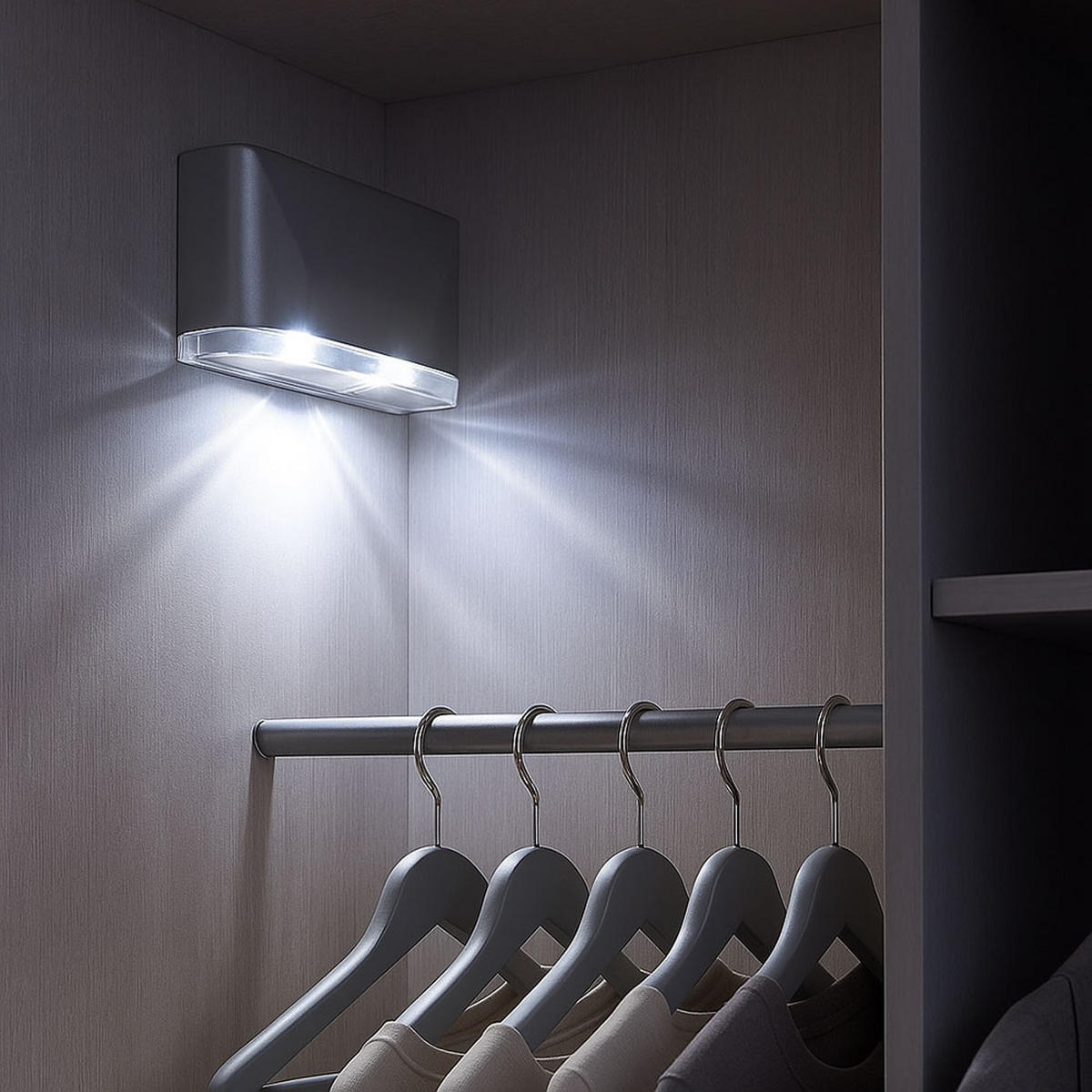 LED WANDLEUCHTE Silber mit Bewegungsmelder - Silberfarben, Kunststoff (3.5/4.5/8cm)