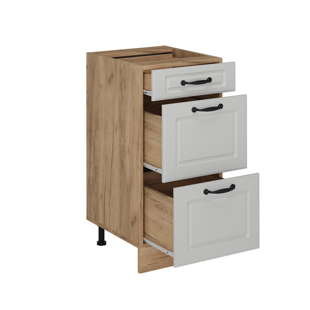 KÜCHENUNTERSCHRANK R-Line Weiß Landhaus 40 cm mit Schubladen, ohne Arbeitsplatte - Honigeiche/Eiche Wotan, Holzwerkstoff (40/81.6/46cm) - Vicco