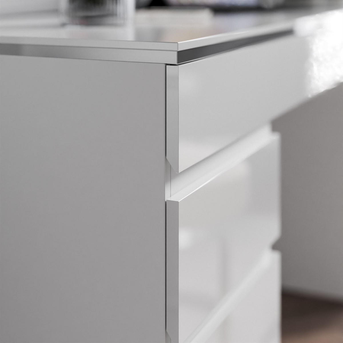 SCHREIBTISCH AURORA DOUBLE SILVER mit Schubladen - Weiß, Holzwerkstoff (55/156.8/79.2cm) - Lookway