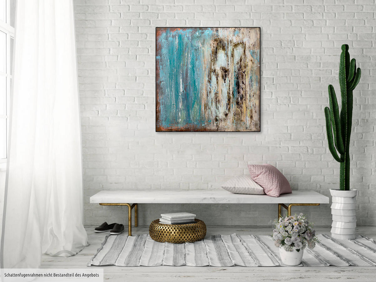 ÖLGEMÄLDE 80/80 cm - Blau/Braun, Holz/Textil (80/80cm) - KUNSTLOFT