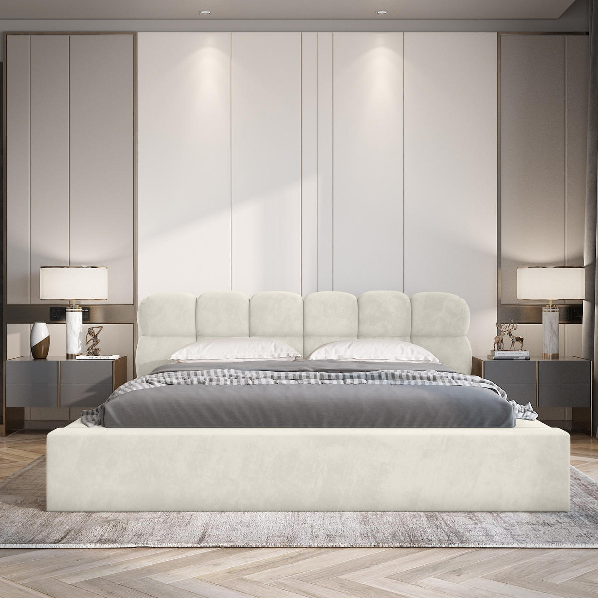 POLSTERBETT schenilen Struktur Paulon 140x200 cm, Creme - Creme, Textil (140/200cm) - Fedve
