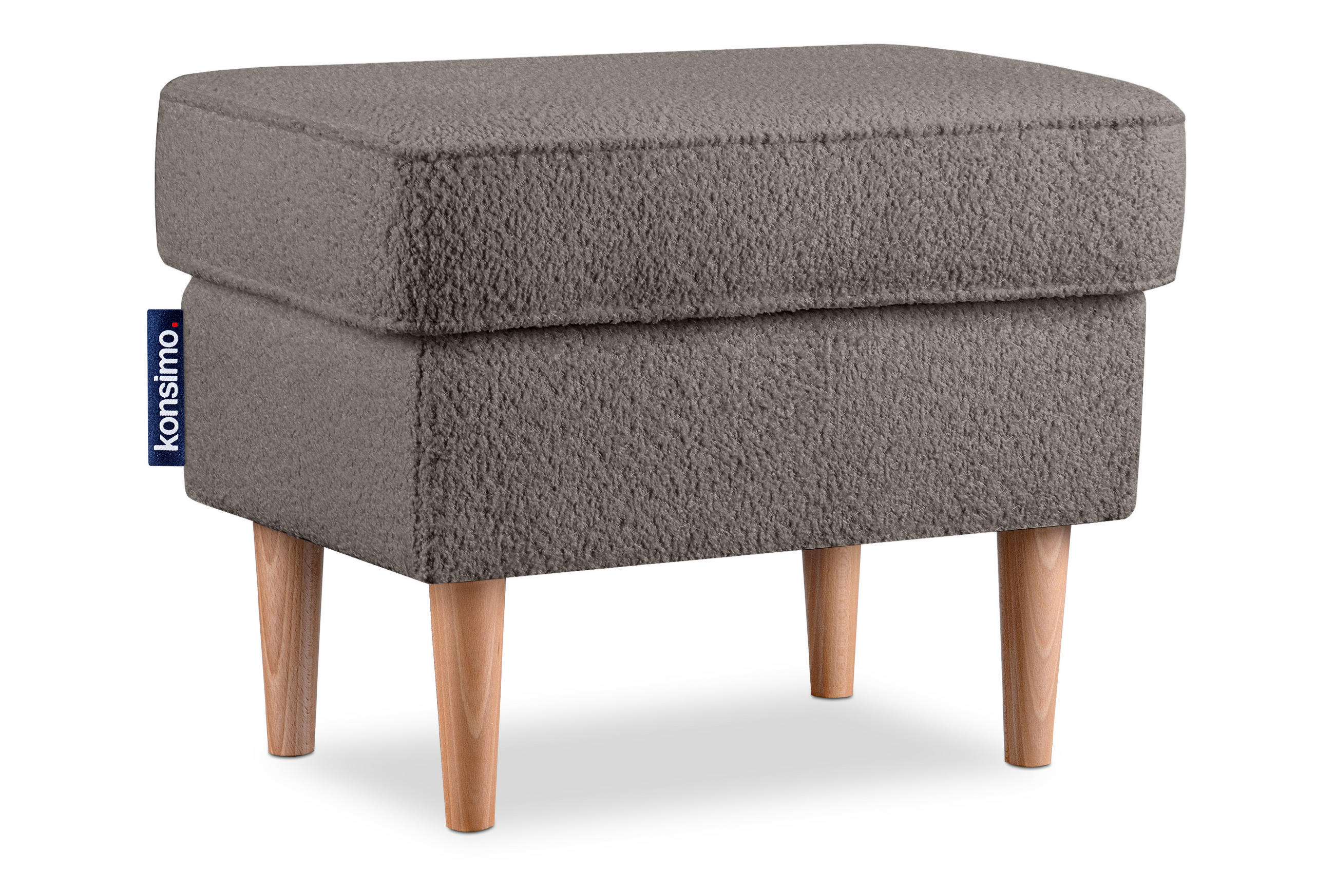 SITZHOCKER STRALIS zeitloses Design hohe Füße, dunkelbeige - Graubraun, Textil (41/43/56cm) - KONSIMO®