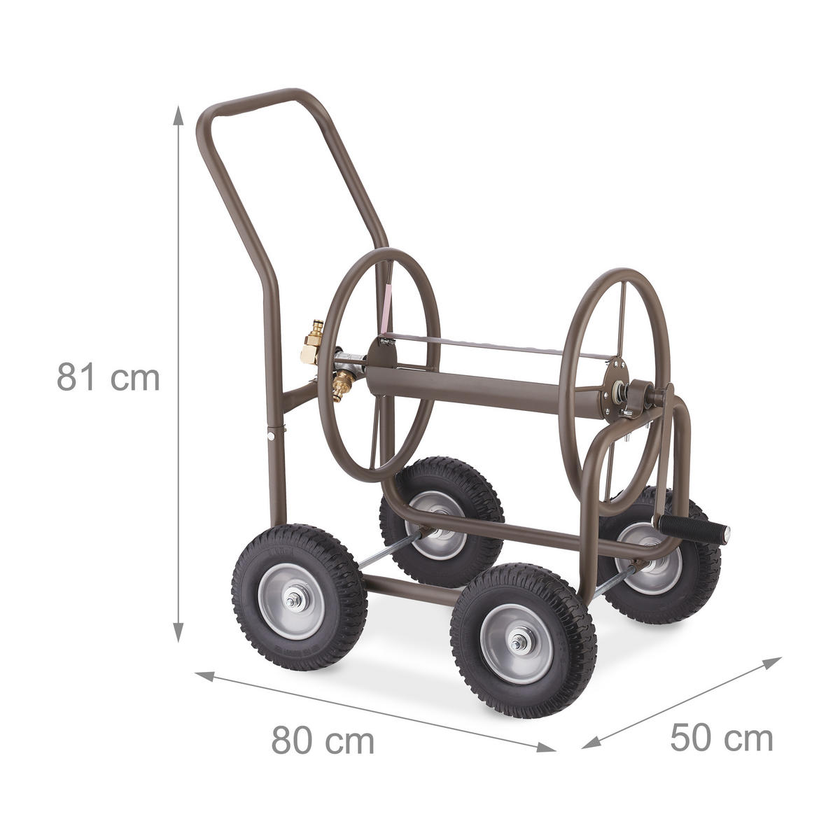 SCHLAUCHWAGEN - Braun, Kunststoff/Metall (50/81/80cm) - Relaxdays