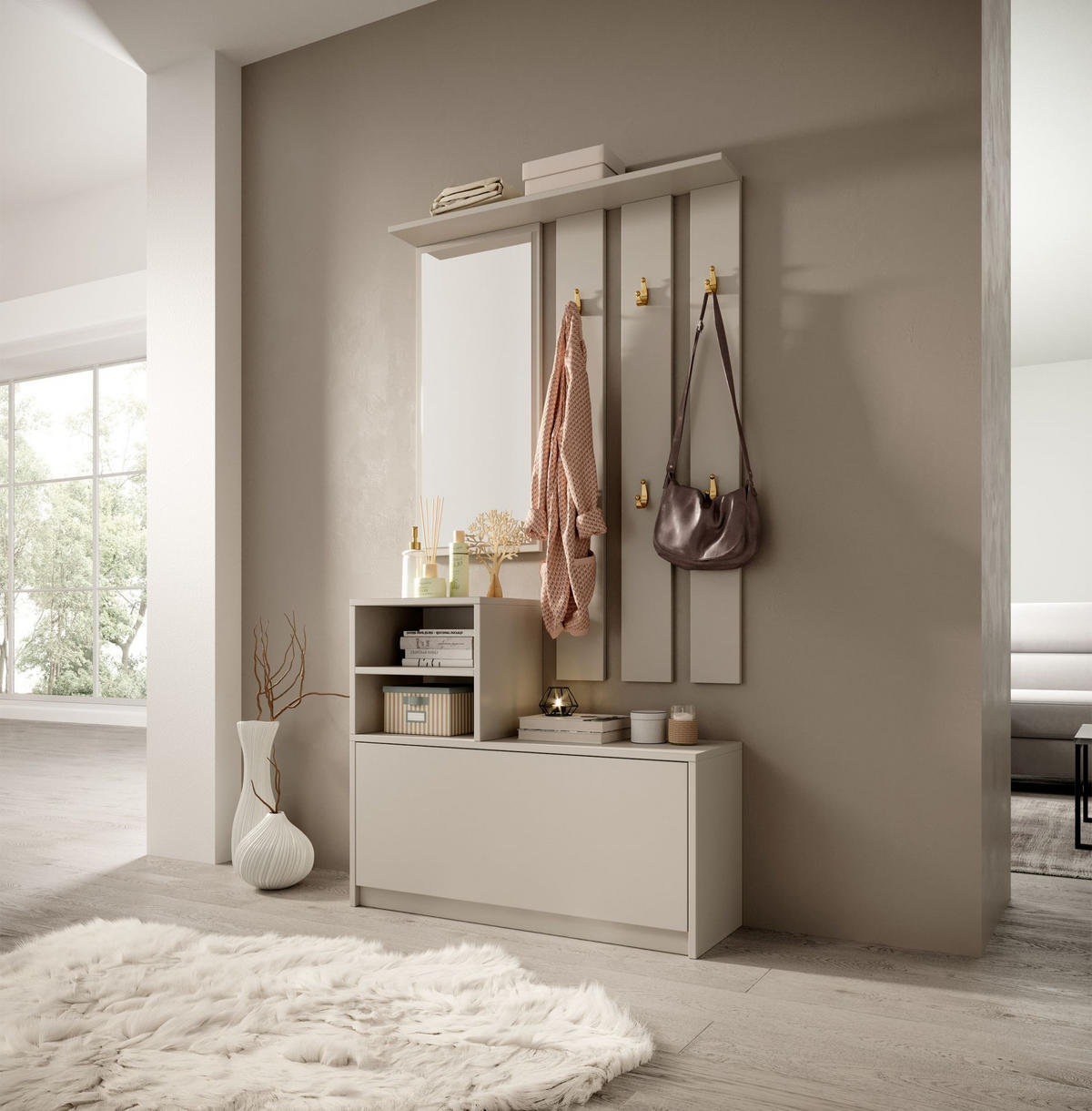 FLURMÖBEL-SET Yesfir Greige - Taupe, Holzwerkstoff (85/160/24cm) - Selsey