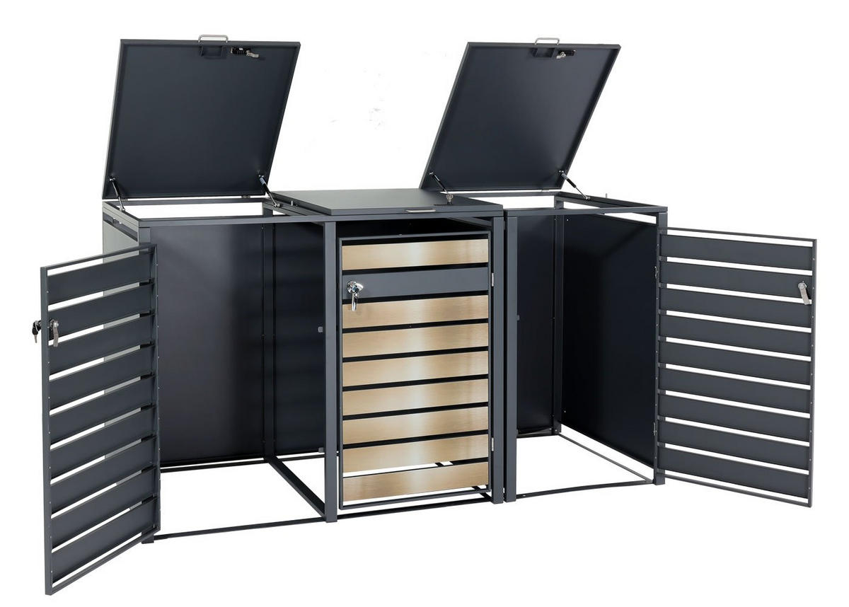 XL MÜLLTONNENVERKLEIDUNG 3ER/6ER Gold - Goldfarben, Metall (215/117/98cm) - MCW