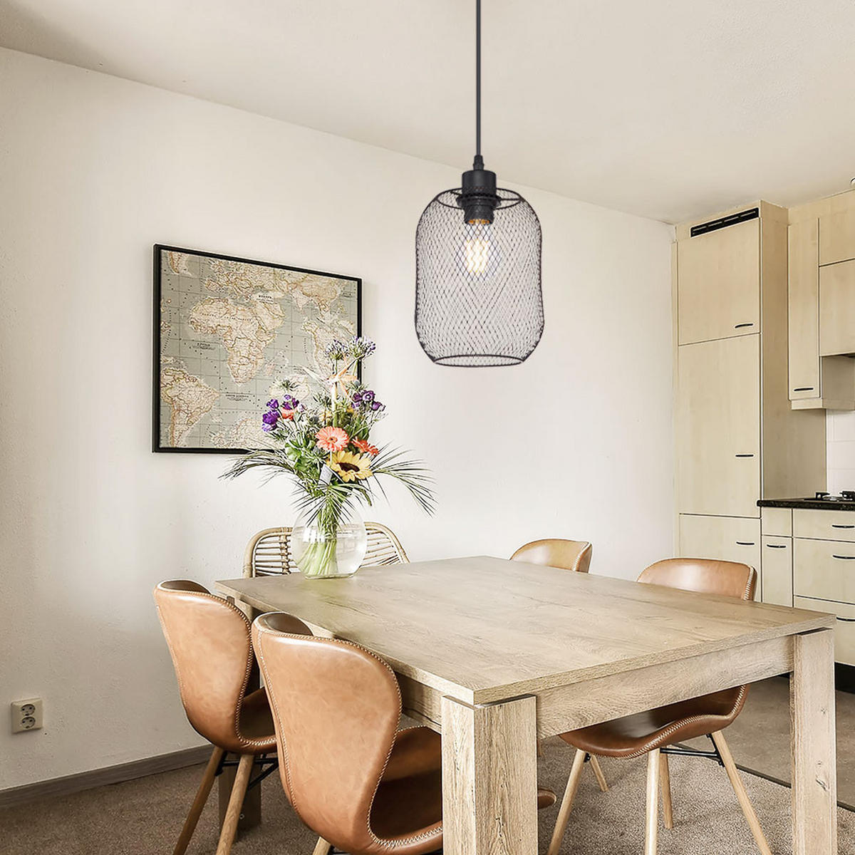 HÄNGELEUCHTE Metall Schwarz matt - Schwarz, Metall (15/15/120cm)