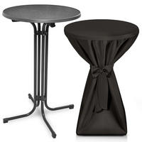 STEHTISCH Bellini Ø 70cm Grau mit Premium Stehtischhusse Ø 70cm Schwarz - Schwarz Hochglanz/Robinienfarben, Textil/Metall (70/70/110cm) - Beautissu 