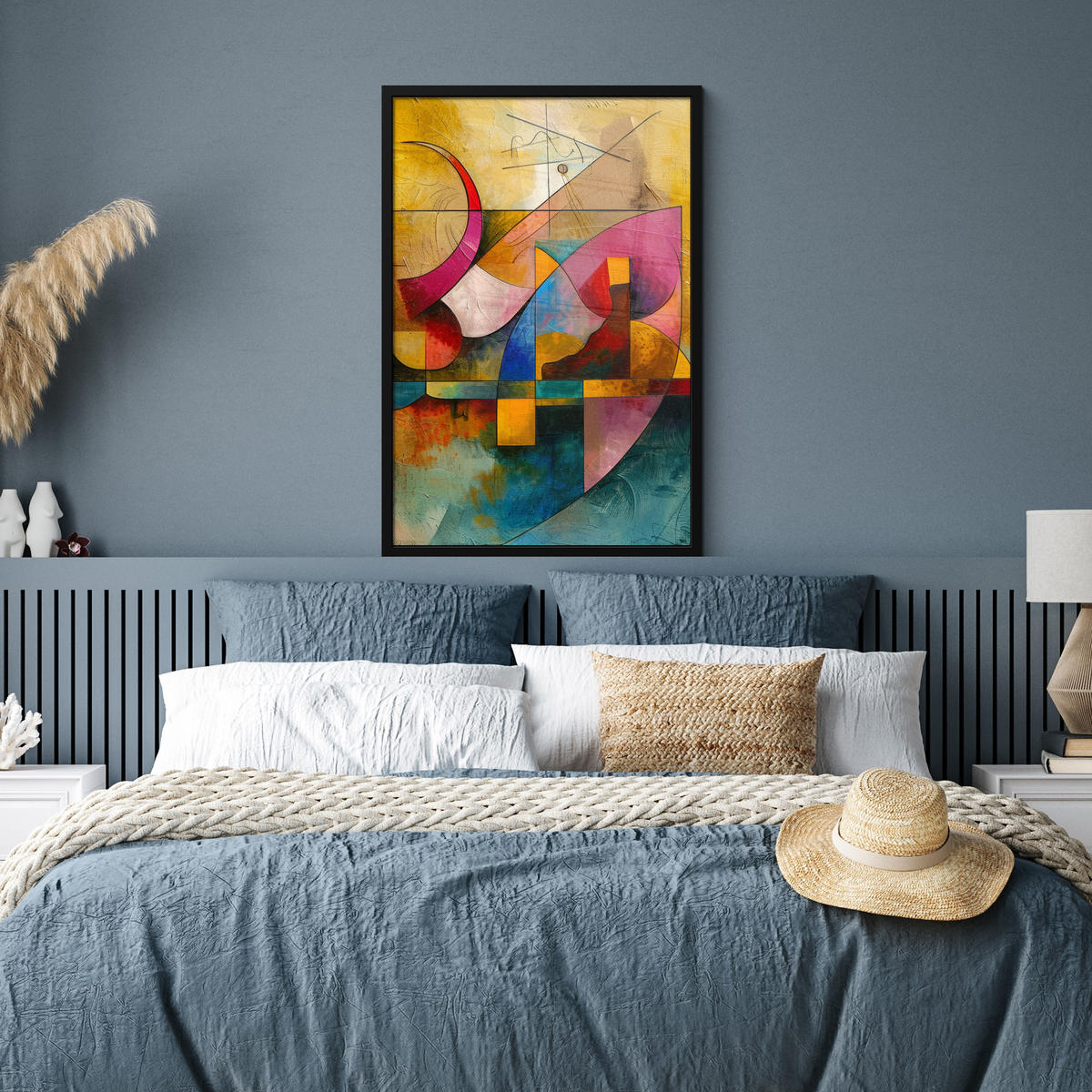 POSTER MIT RAHMEN Kunst - Abstrakt - Modern 60x90 cm - Gelb, Papier (60/90cm) - MuchoWow