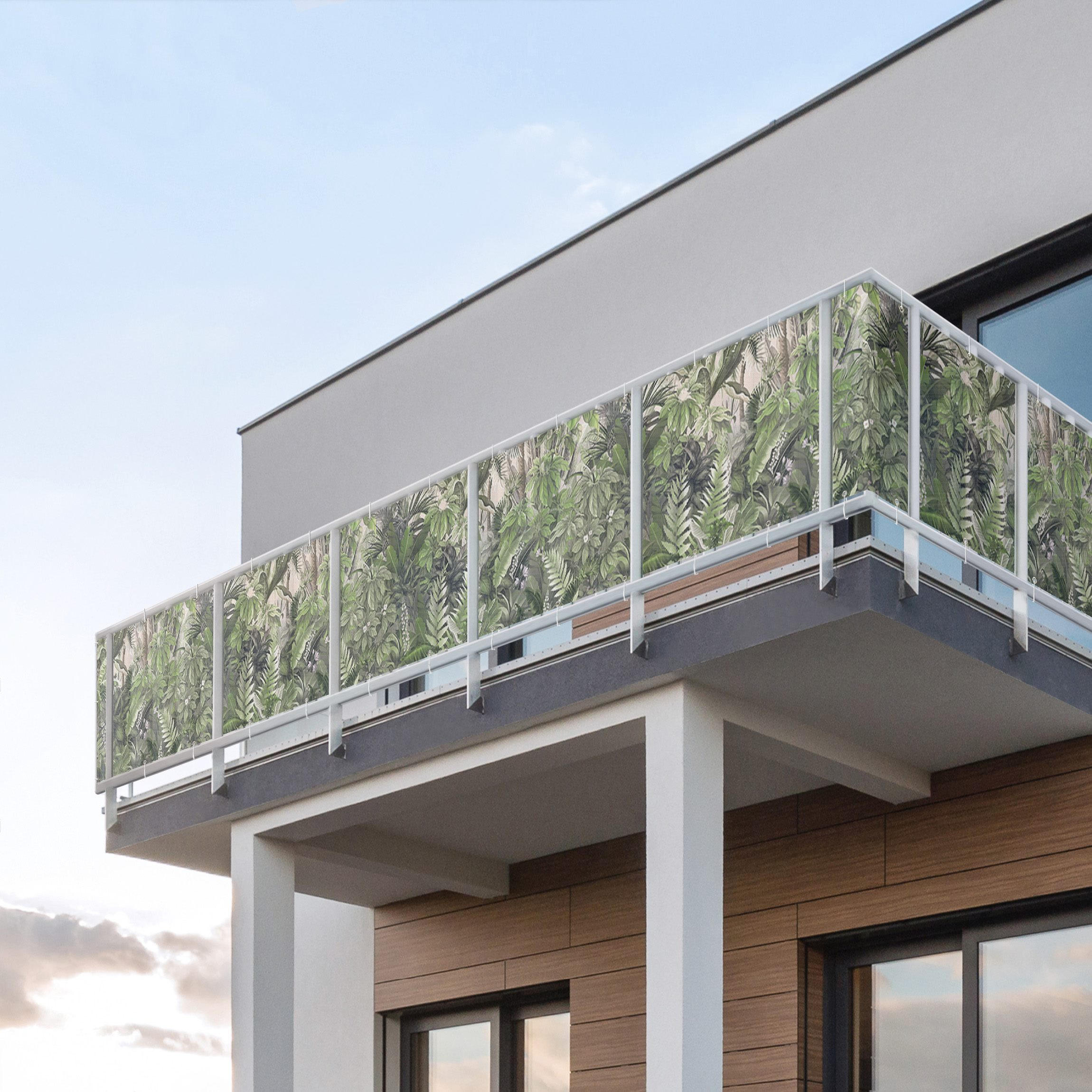 Thumbnail - Bilderwelten Balkon, Grün, Kunststoff, Baum/Pflanze/Natur, Rechteckig, 300x90 cm, Sonnen- & Sichtschutz, Sichtschutz Gar...