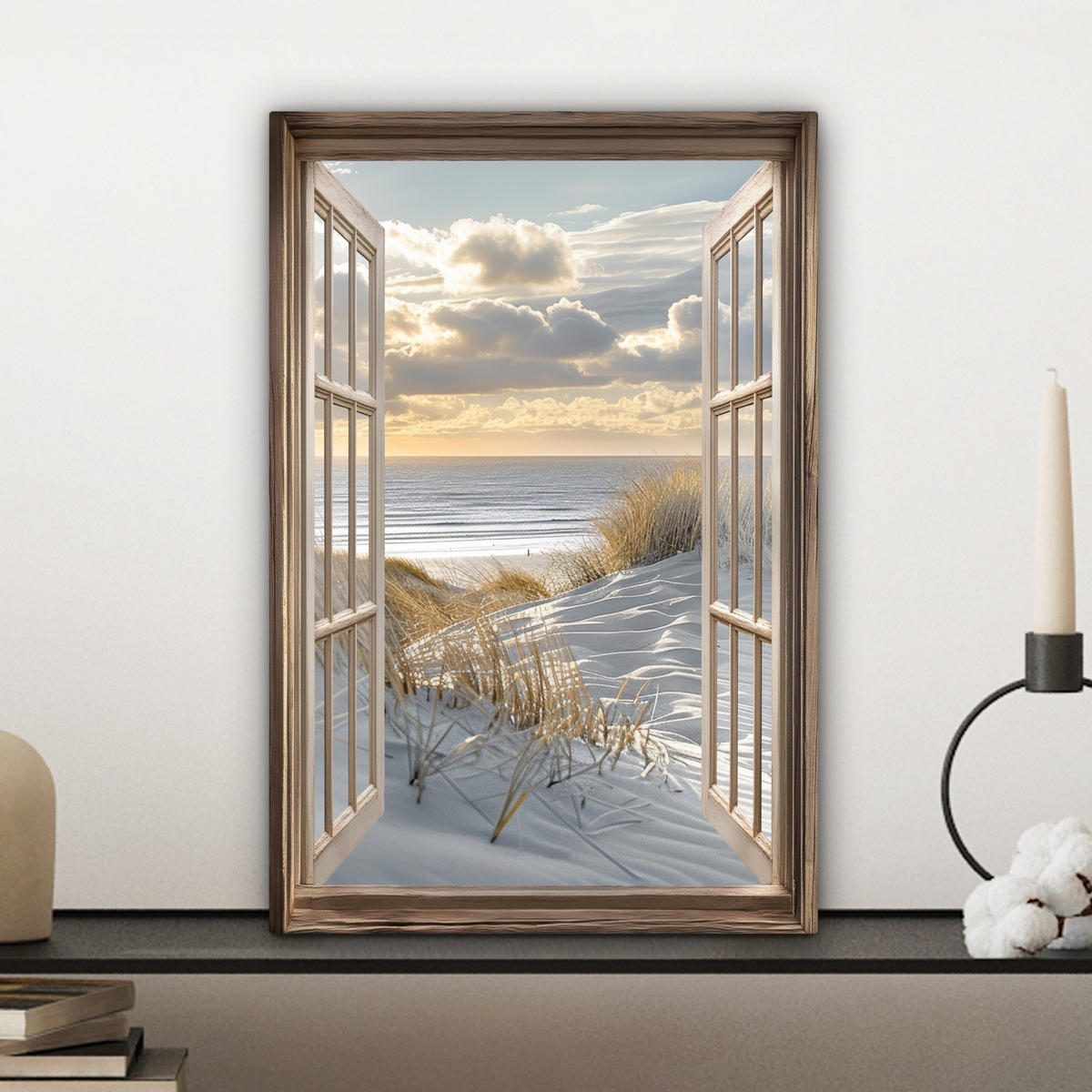 LEINWANDBILD Ausblick - Strand - Dünen - Meer - Natur 20x30 cm - Sandfarben, Textil (20/30cm) - MuchoWow