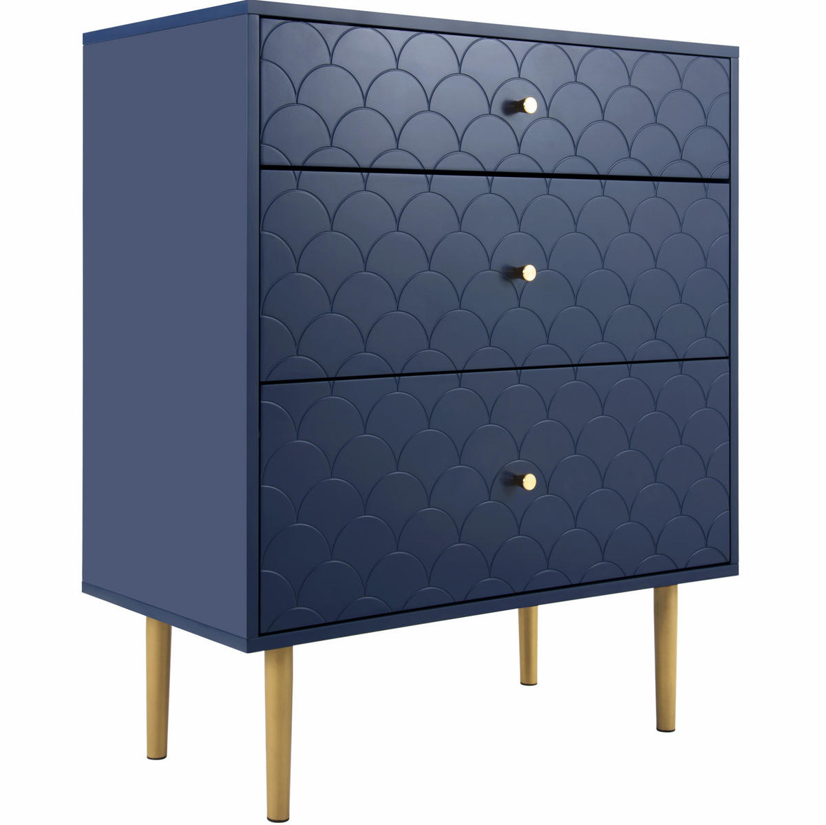 KOMMODE 75/40/89 cm mit 3 Schubladen und Metallbeinen in Marineblau - Dunkelblau, Holz (75/89/40cm) - BEAOK