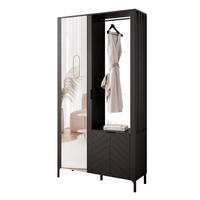 GARDEROBENSCHRANK LORIEN in 105/33/197 cm, Schwarz - Schwarz, Holzwerkstoff/Metall (105/197.1/33cm) - Idohome