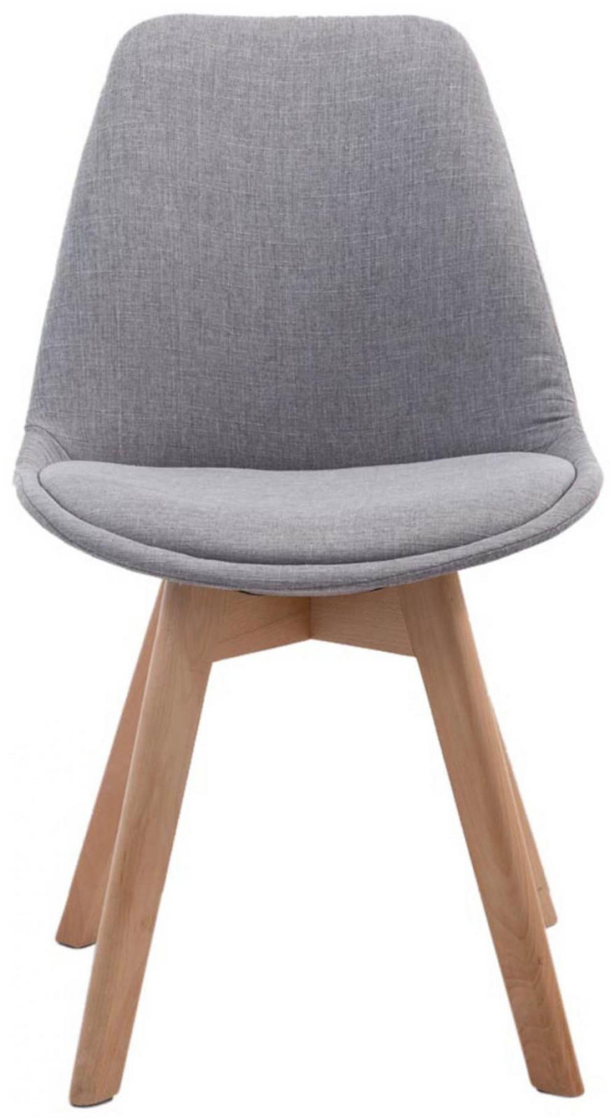 STUHL 4er Set Stoff grau - Eukalyptusholzfarben/Grau, Holz/Textil (48/84/55cm) - CLP