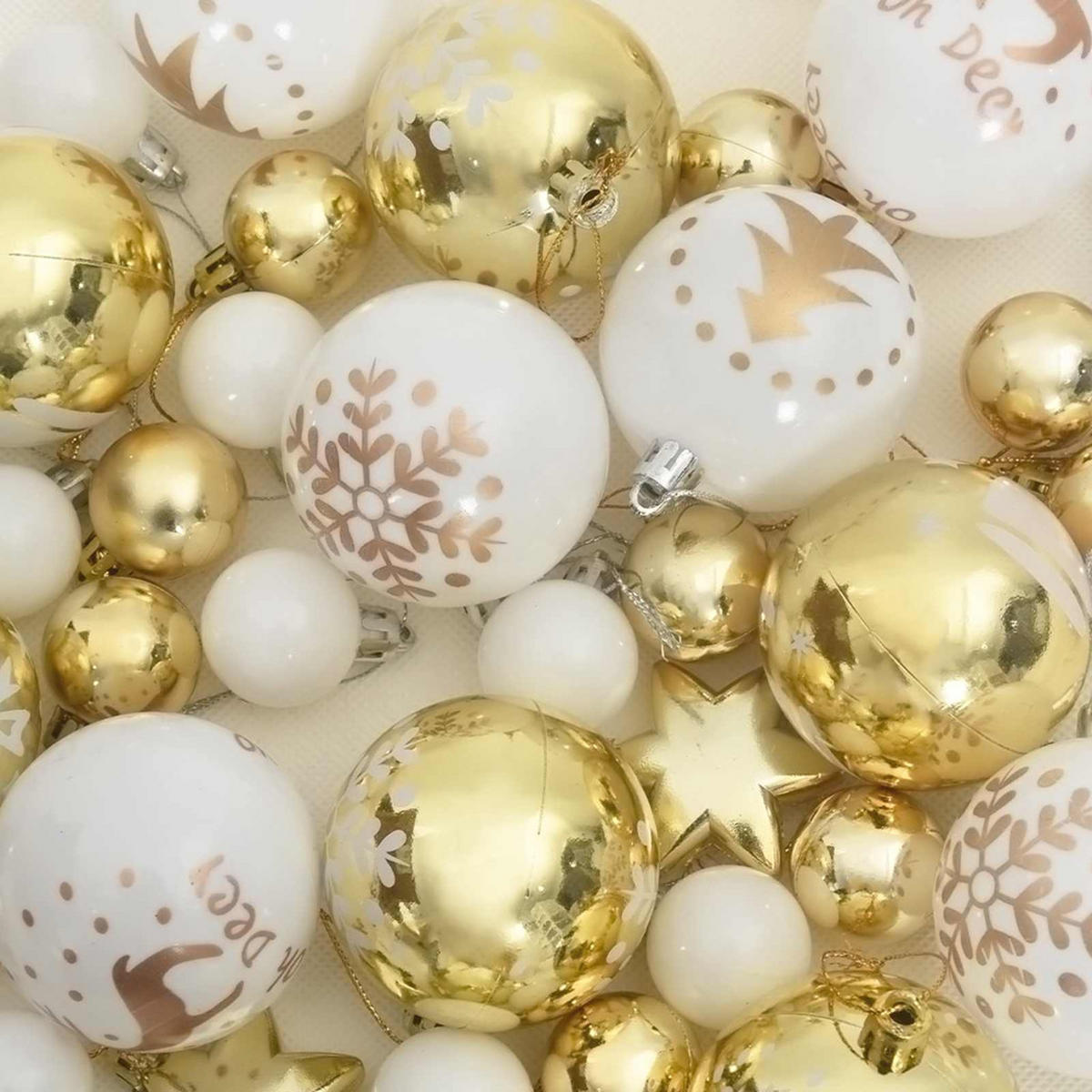 WEIHNACHTSKUGEL-SET 40 -teilig 6/6/6 cm Weiß Kunststoff - Weiß, Kunststoff (6/6/6cm) - vidaXL