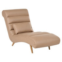 ČALOUNĚNÉ LEHÁTKO CHAISE LONGUE Umělá kůže Světle hnědé Rives - hnědá/světle hnědá, textil (78/97/160cm) - Beliani