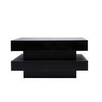 COUCHTISCH Schwarz 70/70/36 cm mit LED-Beleuchtung - Schwarz, Holzwerkstoff (70/70/36cm) - PANGIVO
