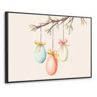 LEINWAND Bilder mit Rahmen - Osterkuchen - Schleife - Eier - 120x80 - Creme, Textil (120/80cm) - MuchoWow