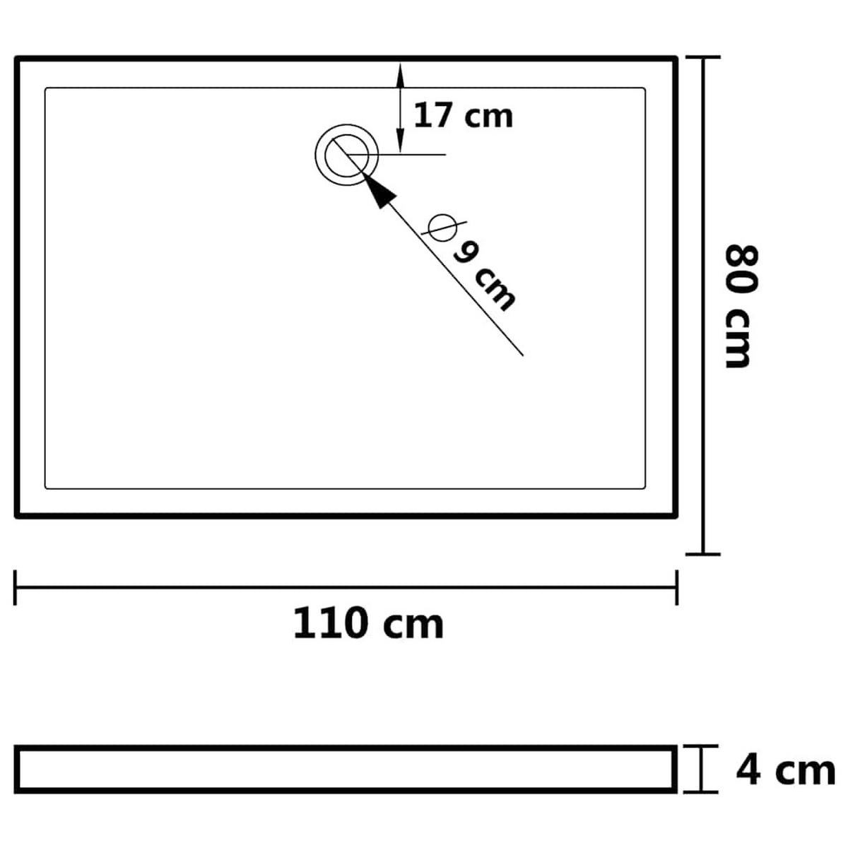 DUSCHTASSE Rechteckig Weiss 80/110 Cm - Weiß, Glas (110/4/80cm) - vidaXL