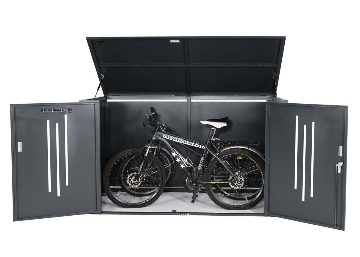 FAHRRADGARAGE 2er 121x202x100cm Anthrazit - Anthrazit, Metall (202/121/100cm) - PROREGAL