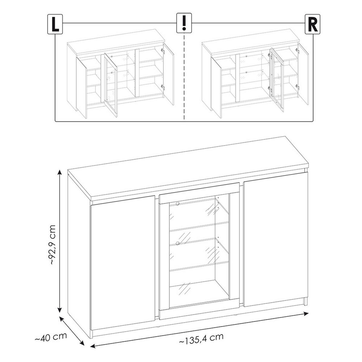 SIDEBOARD Fortaleza-129 - Braun, Holzwerkstoff (135/93/40cm) - Lomado