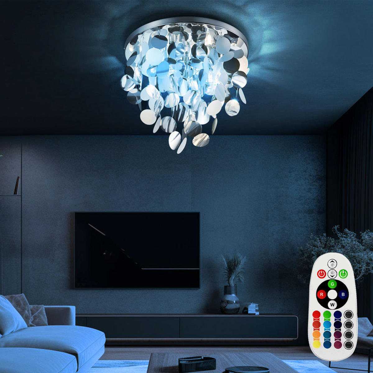 LED DECKENLEUCHTE LUCCA Chrom Silber - Silberfarben, Metall (55/55/40cm)