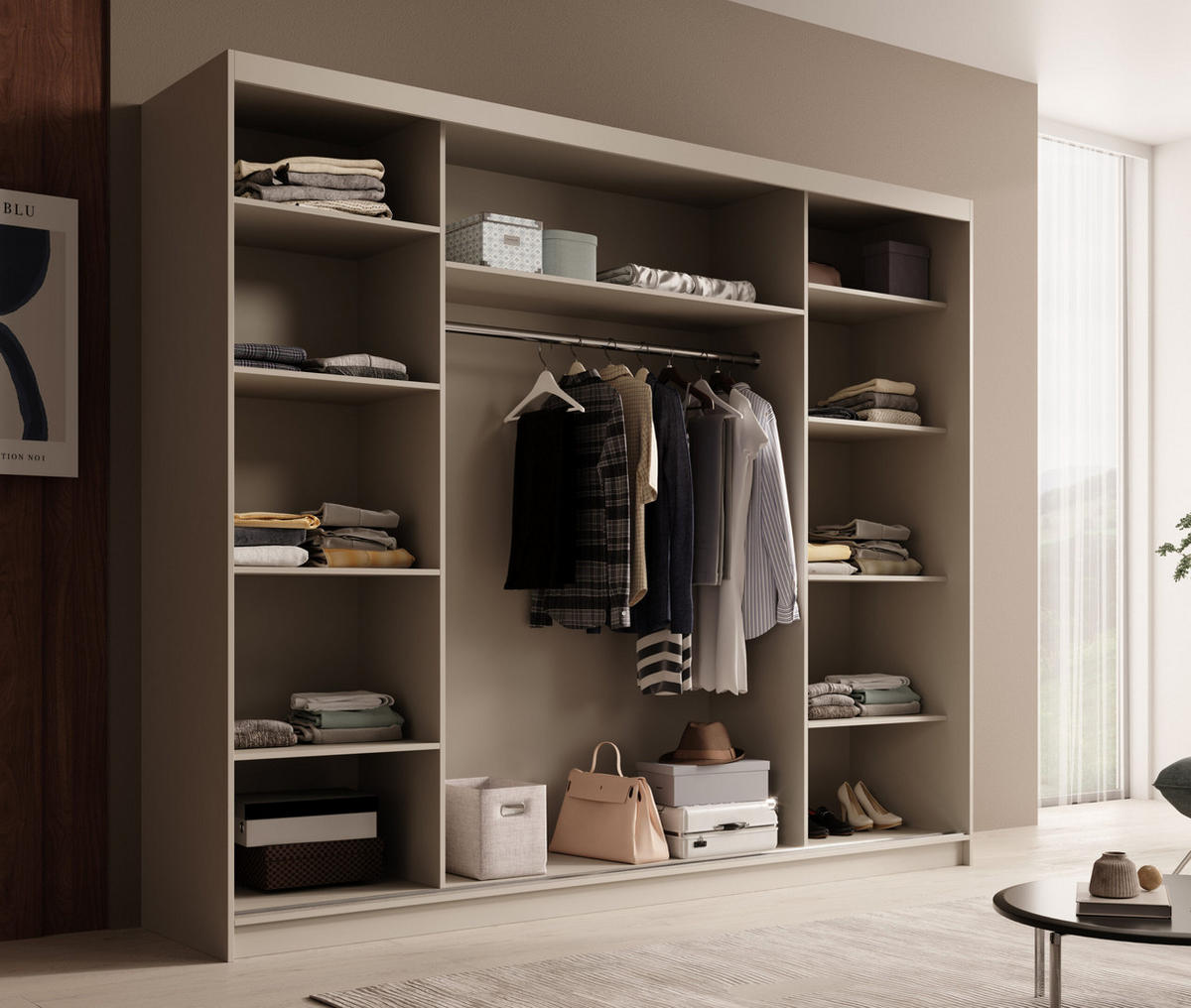 SCHIEBETÜRENSCHRANK Tivora 250 – Kaschmir - Kaschmir, Holzwerkstoff (250/215/58cm) - Möblo