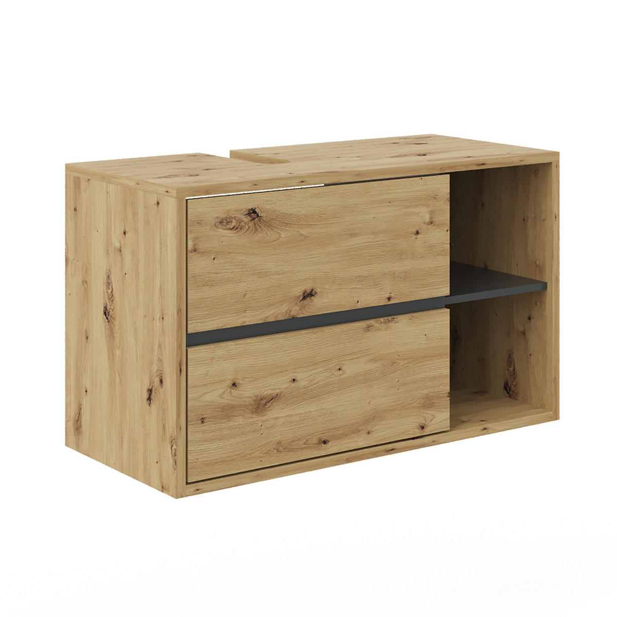 WASCHBECKENUNTERSCHRANK Viola Artisan-Eiche 100 x 60 cm - Eichefarben/Anthrazit, Holzwerkstoff (100/60/45.5cm) - Vicco