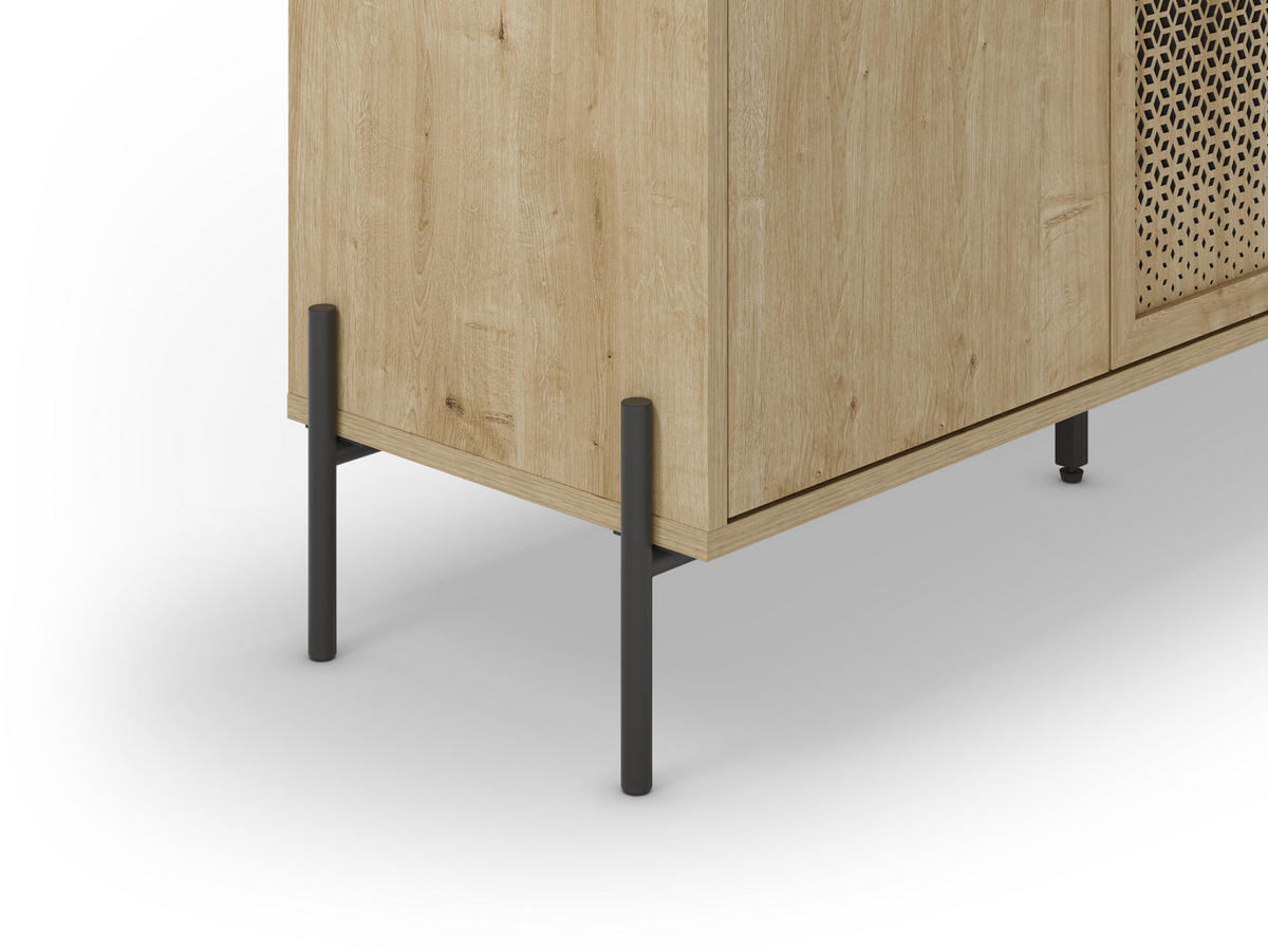 3DVEŘOVÝ bufet s kovovými nohami, šířka 120 cm - Inca - hnědá, dřevo (40/80.5/125.6cm) - Calicosy