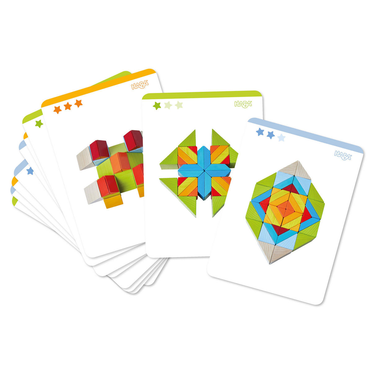 3D-LEGESPIEL Würfelmosaik, Buche - Multicolor, Naturmaterialien (22.3/7/51.2cm) - Haba