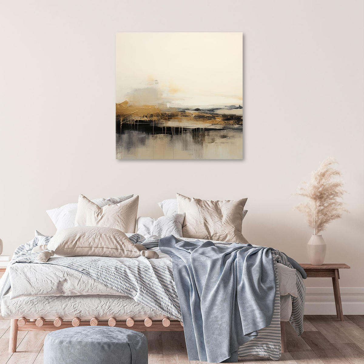LEINWANDBILD Modernes abstraktes Beige 40x40cm - Beige, Textil (40/40cm) - Feeby