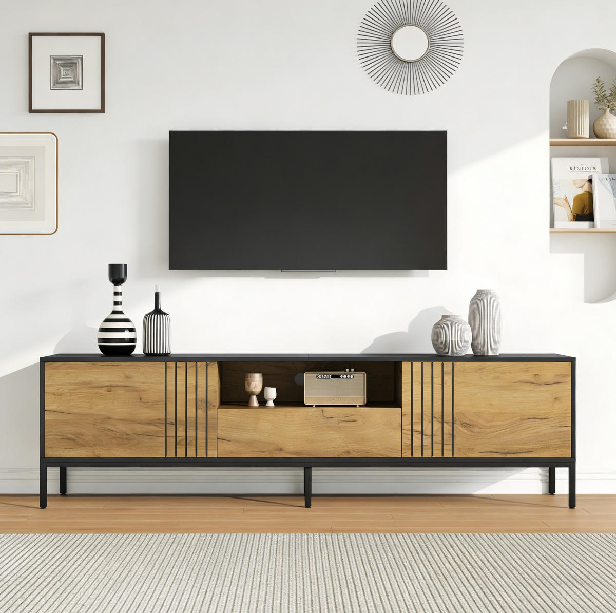 TV-ELEMENT mit 2 Türen und 1 Schublade 170 x 35 x 50 cm Oak - Braun, Holzwerkstoff (35/50/170cm) - Beauniv