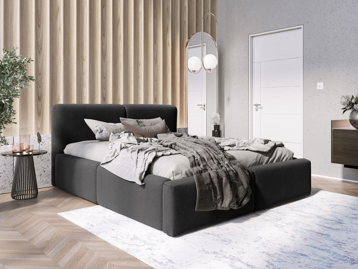 POLSTERBETT Rosmus Bettkasten 140x200 schwarz - Schwarz, Holz/Textil (140/200cm) - Fedve