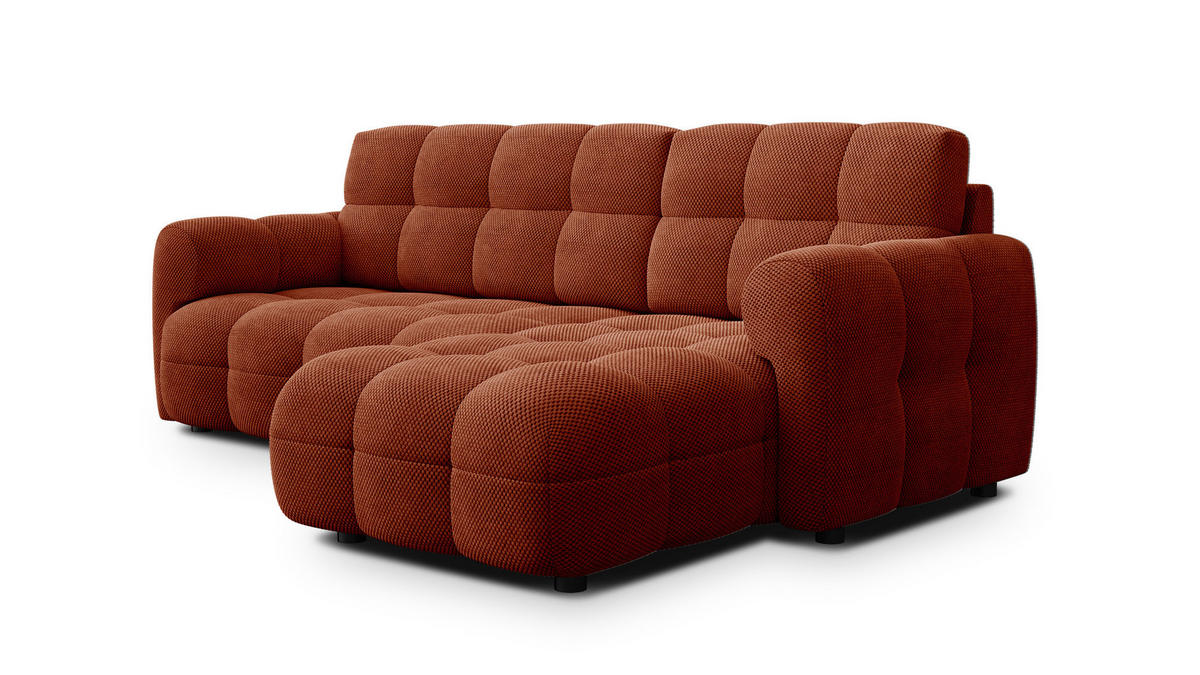 ECKSOFA MELLOW 3-Sitzer, dunkelorange - Dunkelorange/Schwarz, Holz/Textil (232/156cm) - Courtois Laville