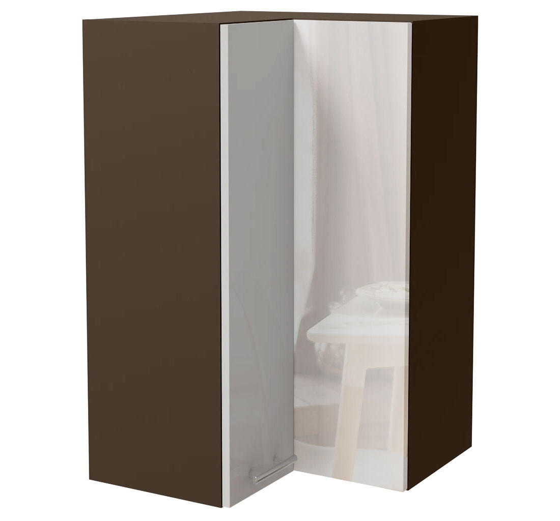 Feldmann-Wohnen Eckhängeschrank Weiß Hochglanz, Dunkelgrau 60x96x60 cm