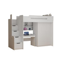 ETAGENBETT ARTHUR 90/200 in Weiß mit Schreibtisch und Kleiderschrank - Weiß, Holzwerkstoff (90/200cm) - Deine Möbel 24