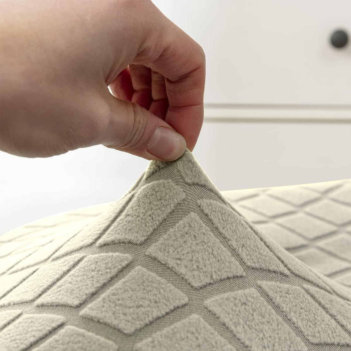 STUHLHUSSE Stretch Stuhlbezug 4 Stück - Beige, Textil (18/25cm) - Coonoor