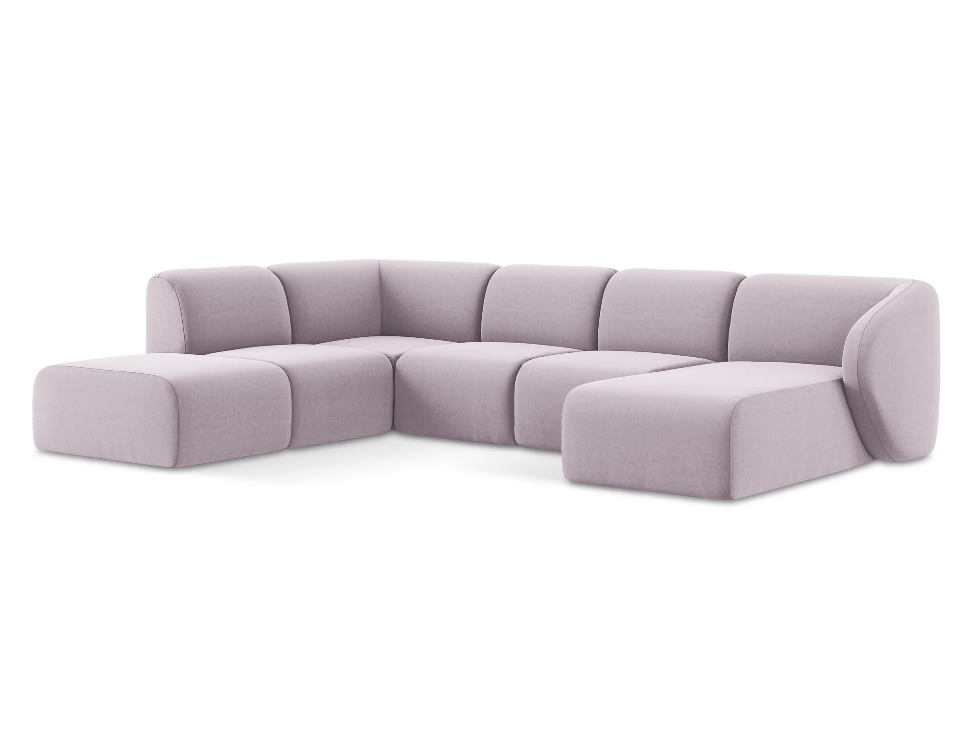 WOHNLANDSCHAFT Samt Stoff Violett - Flieder/Schwarz, Holzwerkstoff/Kunststoff (325/75/236cm) - Makamii
