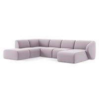 WOHNLANDSCHAFT Samt Stoff Violett - Flieder/Schwarz, Holzwerkstoff/Kunststoff (325/75/236cm) - Makamii