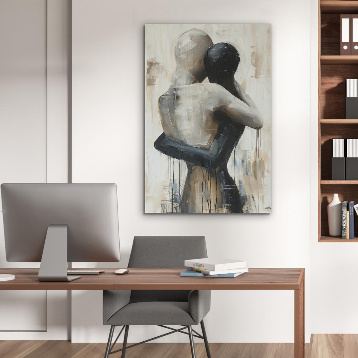 AKUSTIKBILD Abstrakt - Liebe - Schwarz und weiß - Modern Wanddeko 60x90 cm - Schwarz, Kunststoff (60/90/0.9cm) - MuchoWow